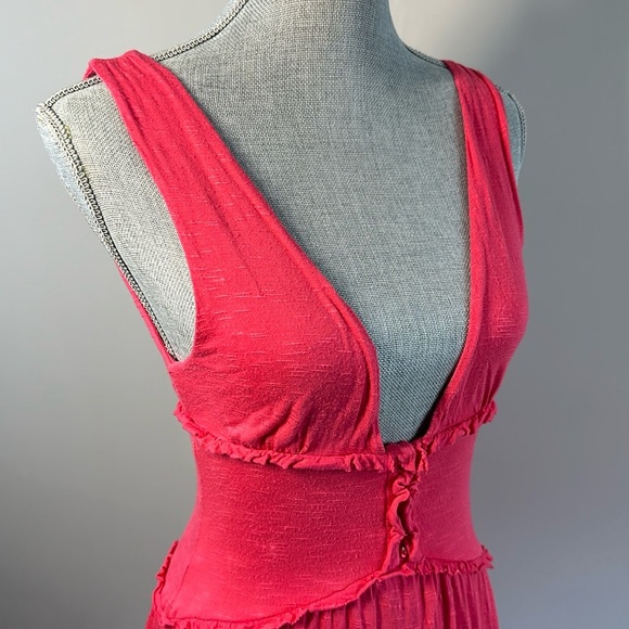 Free People Pink Ruffle Corset Dress Sz Small Fairy Renaissance Fairycore Girly - Picture 4 of 16